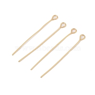 304 Stainless Steel Eye Pins, Real 18K Gold Plated, 35x3x0.4mm, Hole: 2mm(STAS-Z089-02G-02)