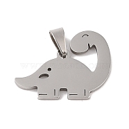 201 Stainless Steel Pendants, Stainless Steel Color, Hollow, Animal Charm, Dinosaur, 19.5x21x1.5mm, Hole: 4x7mm(STAS-A094-04F-P)