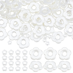 100Pcs 2 Style ABS Plastic Imitation Pearl Beads, Flower, Creamy White, 9~26x9~27x4~5mm, Hole: 1.4~1.8mm, 50pcs/style(OACR-AR0001-11)