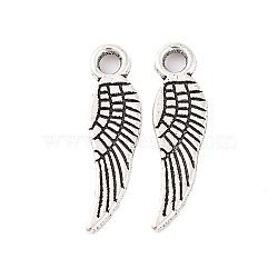 Tibetan Style Alloy Wing Pendants, Lead Free & Cadmium Free & Nickel Free, Antique Silver, 17x5x1mm, Hole: 2mm(X-TIBEP-3344-AS-NR)