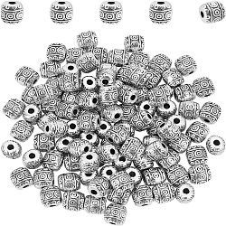 Alloy Tibetan Silver Beads, Barrel, Antique Silver, 6x6mm, Hole: 1.6mm, 100pcs/box(PALLOY-NB0001-21)