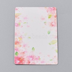 Cardboard Jewelry Display Cards, for Hanging Earring & Necklace Display, Rectangle, Pink, Flower Pattern, 9x6x0.05cm, Hole: 0.2cm, 100pcs/bag(CDIS-H002-03-02)