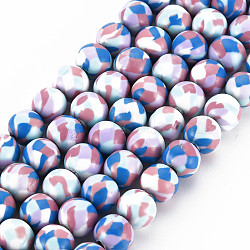 Handmade Polymer Clay Beads Strands, for DIY Jewelry Crafts Supplies, Round, Pale Turquoise, 8.5~9x8mm, Hole: 1.8mm, about 40pcs/strand, 12.80 inch(32.5cm)(CLAY-N008-054-11)