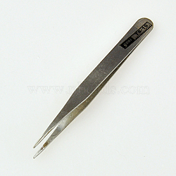 Iron Beading Tweezers, Platinum, Iron Color, 123x9mm(TOOL-R111-01)