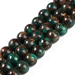 Assembled Natural Malachite & Bronzite Beads Strands, Round, 8.5mm, Hole: 1.2mm, about 50pcs/strand, 16.14''(41cm)(G-A230-D02-03)