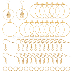 DIY Big Circle Drop Earrings Makinig Kit, Including 304 Stainless Steel Pendants & Earring Hooks & Jump Rings, Golden, 90Pcs/box(DIY-UN0004-08)