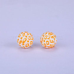 Printed Round Silicone Focal Beads, Gold, 15x15mm, Hole: 2mm(SI-JX0056A-87)