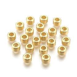 Brass Beads, Long-Lasting Plated, Lead Free & Cadmium Free & Nickel Free, Rondelle, Matte Style, Real 18K Gold Plated, 7x5mm, Hole: 4mm(KK-F744-05MG-NR)