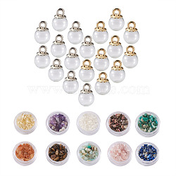 Kissitty DIY Pendant Making Kits, with Mechanized Blown Glass Globe Beads, Plastic Pendant Bails, Synthetic & Natural Gemstone Beads, 16mm, Hole: 3~5mm, 40pcs(DIY-KS0001-12)