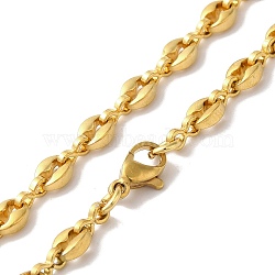 Ion Plating(IP) 304 Stainless Steel Coffee Bean Chain Necklaces for Women or Men, Golden, 29.92 inch(76cm)(NJEW-A029-01B-G)