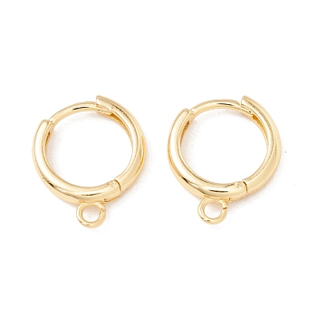Brass Hoop Earring Findings, with Horizontal Loops, Cadmium Free & Lead Free, Long-Lasting Plated, Real 18K Gold Plated, 17x13.5x3mm, Hole: 1.8mm, Pin: 1mm