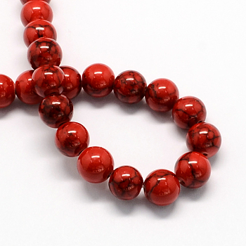 Dyed Synthetic Turquoise Gemstone Bead Strands, Round, Red, 12mm, Hole: 1.5mm, about 33pcs/strand, 15.7 inch