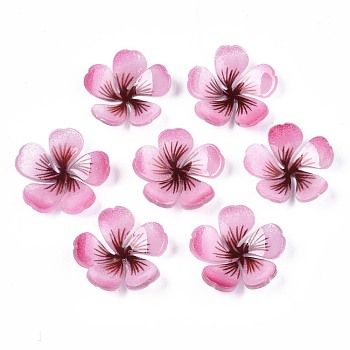 Plastic Cabochons, Flower, Pearl Pink, 18x18.5x4mm