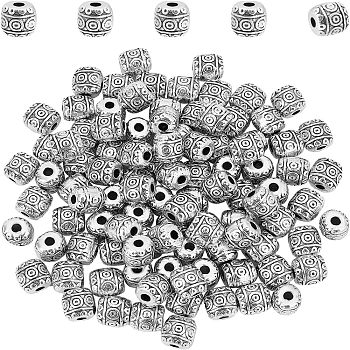 Alloy Tibetan Silver Beads, Barrel, Antique Silver, 6x6mm, Hole: 1.6mm, 100pcs/box