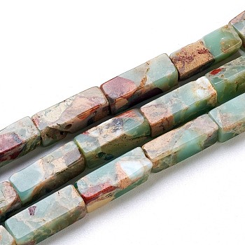 Synthetic Aqua Terra Jasper Beads Strands, Rectangle, 13x4~4.5x4~4.5mm, Hole: 1mm, about 30pcs/strand, 15.75 inch(40cm)