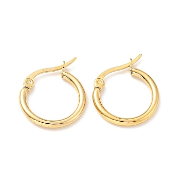 Vacuum Plating 201 Stainless Steel Hoop Earrings for Women, with 304 Stainless Steel Pins, Real 18K Gold Plated, 18.5~19.5x2mm, Pin: 0.6mm