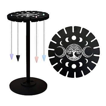 Wooden Wheel, Wooden Display Shelf, Black Holder Stand, Rustic Divination Pendulum Storage Rack, Witch Stuff, Tree of Life, Wheel: 120x8mm, 2pcs, Studdle: 288x12mm, 1pc