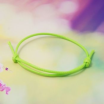 Korean Waxed Polyester Cord Bracelet Making, Lawn Green, Adjustable Diameter: 40~70mm