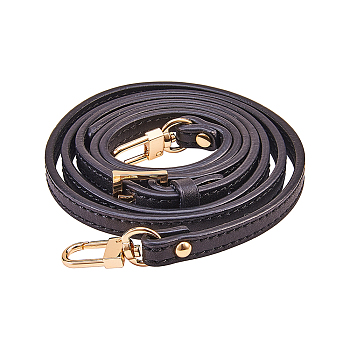 Adjustable Leather Bag Handles, with Alloy Clasps, for Bag Straps Replacement Accessories, Black, 100x1cm, Clasps: 35x15x6mm