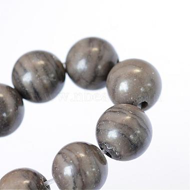 Natural Black Wood Lace Stone Round Bead Strands(G-E334-8mm-03)-4