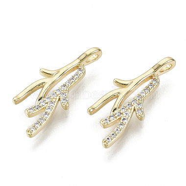 Real 18K Gold Plated Clear Branch Brass+Cubic Zirconia Pendants