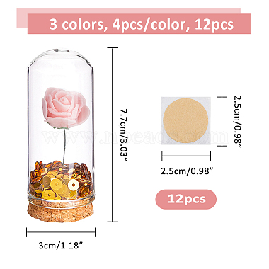 dôme en verre transparent décoratif avec bouquet de roses artificielles en mousse à l'intérieur(AJEW-FH00007)-2