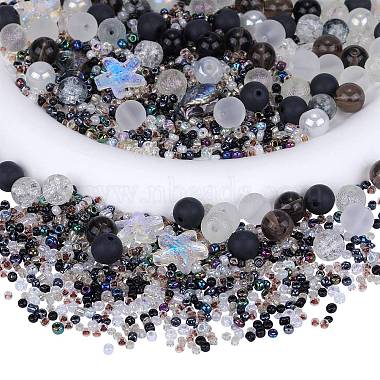 Black Mixed Shapes Glass Beads