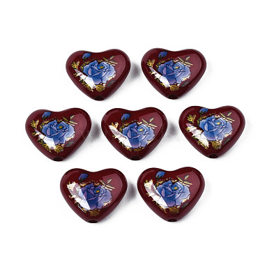Coconut Brown Heart Acrylic Beads