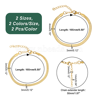 8Pcs 4 Style 304 Stainless Steel Herringbone Chains Bracelets Set for Men Women(BJEW-UN0001-34)-3