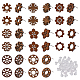 chgcraft 32個 8 スタイルのリーフ & 花 & ドーナツ クルミ材のスタッド イヤリングの所見(MAK-CA0001-17)-1