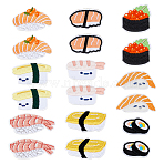 18Pcs 9 Styles Sushi Theme Computerized Embroidery Cloth Iron on/Sew on Patches, Costume Accessories, Appliques, Mixed Color, 22~39x33.5~54x1~2mm, 2pcs/style(PATC-HS0001-04)