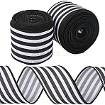 Polyester Striped Ribbons, Black, 2 inch(50mm), about 5.47 Yards(5m)/Skein(SRIB-WH20020-013A)
