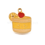304 Stainless Steel Enamel Pendants, Drinks Charms, Ion Plating(IP), Real 18K Gold Plated, 14.5x13x1.5mm, Hole: 1.5mm(STAS-E531-04G)