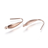 304 Stainless Steel Earring Hooks, Ear Wire, with Vertical Loop, Rose Gold, 21x4mm, Hole: 1.2mm, 21 Gauge, Pin: 0.7mm(STAS-E484-56RG)