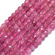 Natural Tourmaline Beads Strands, Faceted, Round, 2.5~3mm, Hole: 0.5mm, about 138~142pcs/strand, 15.35~15.55 inch(39~39.5cm)(G-G106-C02-02)