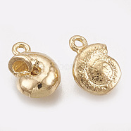 Brass Charms, Real 18K Gold Plated, Snail, 10x7x4mm, Hole: 1mm(X-KK-S348-037)