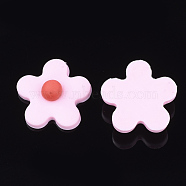 Handmade Polymer Clay Cabochons, Flower, Pink, 24x24x8.5mm(X-CLAY-S091-17B)