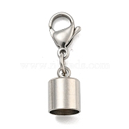 304 Stainless Steel Cord Ends, with Lobster Claw Clasps, Stainless Steel Color, 31mm, Inner Diameter: 8mm(STAS-K273-07D-P)