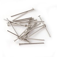 304 Stainless Steel Flat Head Pins, Stainless Steel Color, 18x0.7mm, 21 Gauge, Head: 1.5mm(STAS-G185-07P-0.7x18mm)