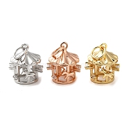 Brass Micro Pave Clear Cubic Zirconia Pendants, Cadmium Free & Lead Free, Carousel, Mixed Color, 12x10.5x9.5mm(KK-K349-16)