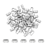 60Pcs 201 Stainless Steel Slide Charms/Slider Beads, For Leather Cord Bracelets Making, Peanut Shape with Line Pattern, Stainless Steel Color, 13x7.5x5mm, Hole: 11x5mm(STAS-UN0059-39)