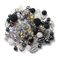 Acrylic Beads, Mixed Shapes, Black, 8~51x8~51x6~27.5mm, Hole: 1.8~3.8mm, about 163pcs/380.2g, 380.2g/bag(OACR-R261-12A)