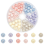 PandaHall Elite 60Pcs 6 Colors  Opaque Resin Beads, Center Drilled, Pearlized, Round, Mixed Color, 10x9mm, Hole: 2mm, 10pcs/color(RESI-PH0001-61)