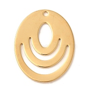 Ion Plating(IP) 304 Stainless Steel Pendants, Oval Charm, Golden, 28x22x1mm, Hole: 1.6mm(STAS-U025-07G)