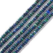 Dyed Natural Sesame Jasper/Kiwi Jasper Rondelle Beads Strands, Faceted, Dark Blue, 6x4mm, Hole: 1mm, about 87pcs/strand, 14.76~15.16 inch(37.5~38.5cm)(G-E316-A01)