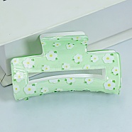 Rectangle with Flower Printed PVC Claw Hair Clips, with Iron Findings, Banana Jaw Clips Hair Accessories for Women and Girls, Pale Green, 45x81.5x31.5mm(PW23031348656)