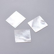 Natural White Shell Mother of Pearl Shell Cabochons, Rectangle, 25~27x24x0.6~0.7mm(SHEL-P076-05A)