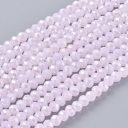 Electroplate Glass Beads Strands, Opaque Solid Color, AB Color Plated, Faceted, Rondelle, Thistle, 3x2mm, Hole: 0.8mm, about 145~150pcs/strand, 34~35cm(EGLA-A034-P2mm-B12)
