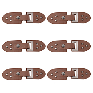 6 Sets PU Imitation Leather Sew on Toggle Buckles, Tab Closures, Cloak Clasp Fasteners, with Zinc Alloy & Iron Finding, Coconut Brown, 12.9x3.5x0.7cm(FIND-FG0001-84)