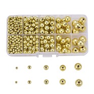 5 Sizes Plating Acrylic Beads, Round, Golden Plated, 4~12mm, Hole: 1mm, 542pcs/Box(PACR-LS0001-01G)